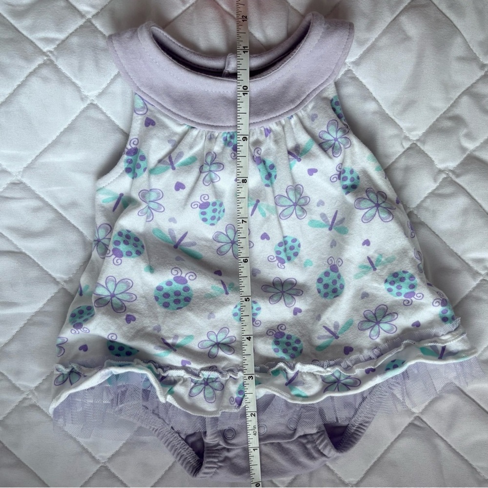 ⭒ NB Koalababy Pastel Dress Purple White Floral Ruffle Mesh Diaper Cover Bugs ⭒ - Picture 8 of 8